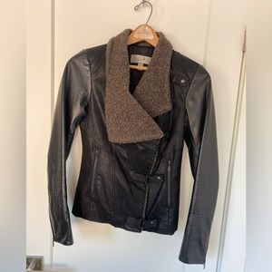 DANIER by BLINK Leather MOTO Jacket with Faux Shearling Collar 2xs US 4